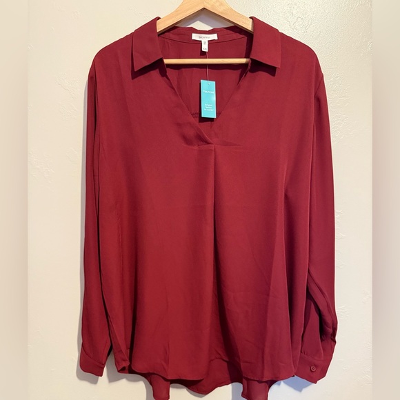 Atwood Pleated Blouse in Mulberry Jam NWT XXL Office Business Casual Preppy - Picture 1 of 11